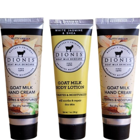 Dionis Goat Milk Hand Cream Trio 1 oz x2 Body Lotion Factory Sealed - Picture 3 of 3